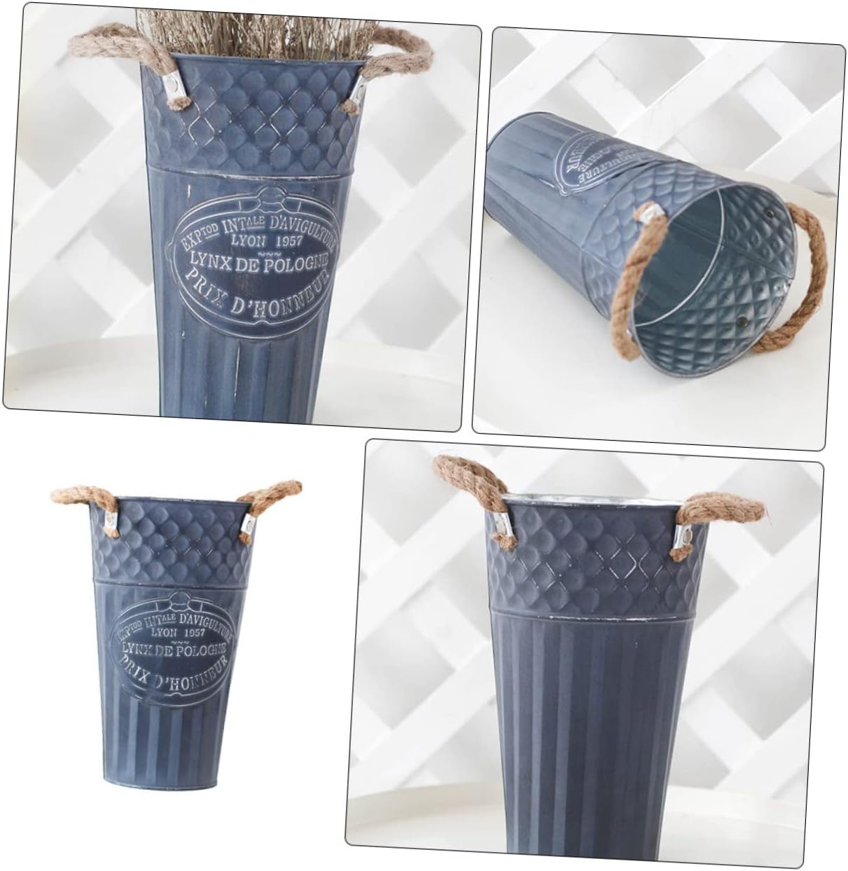 Happyyami Vintage Metal Flower Bucket Planter with Handles