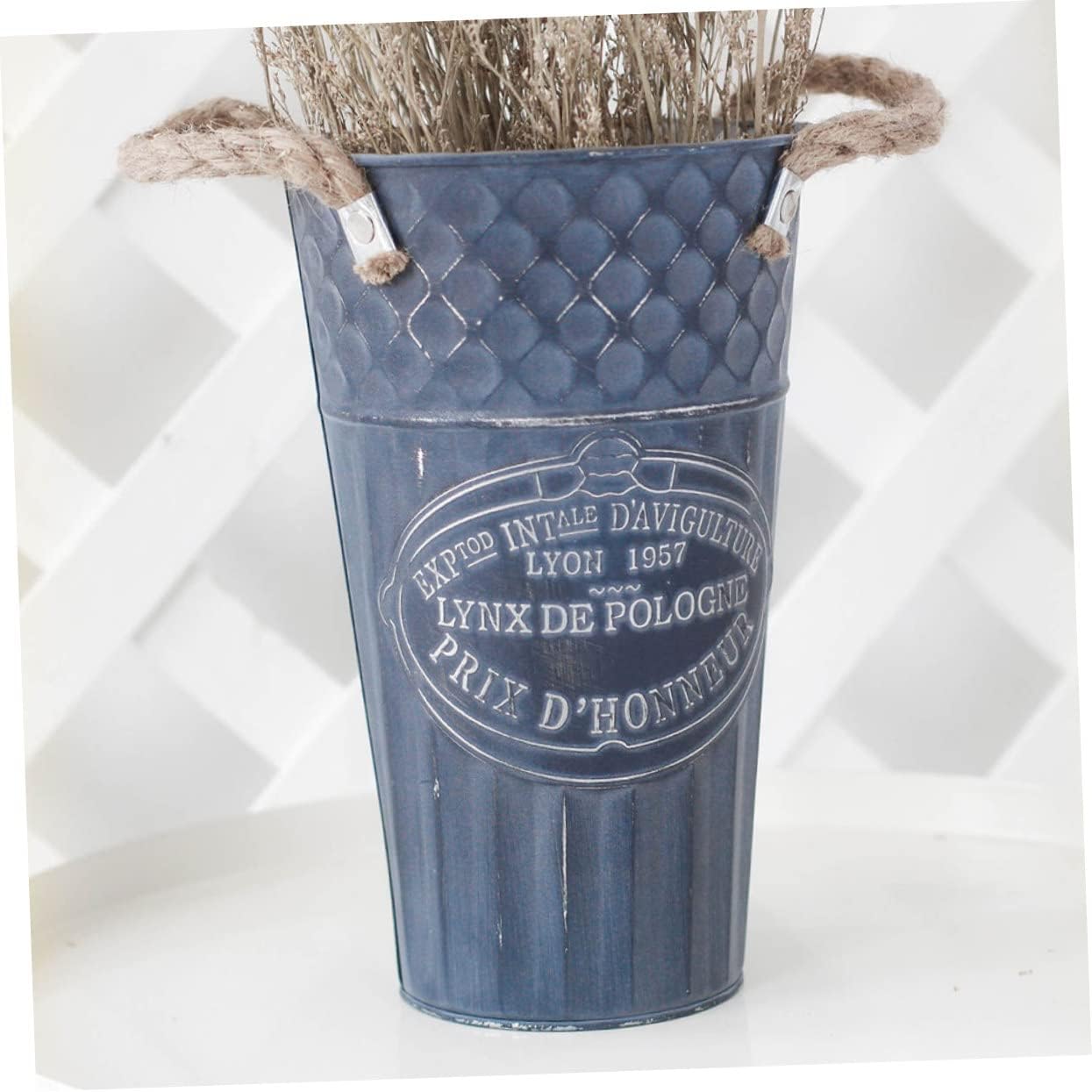 Happyyami Vintage Metal Flower Bucket Planter with Handles