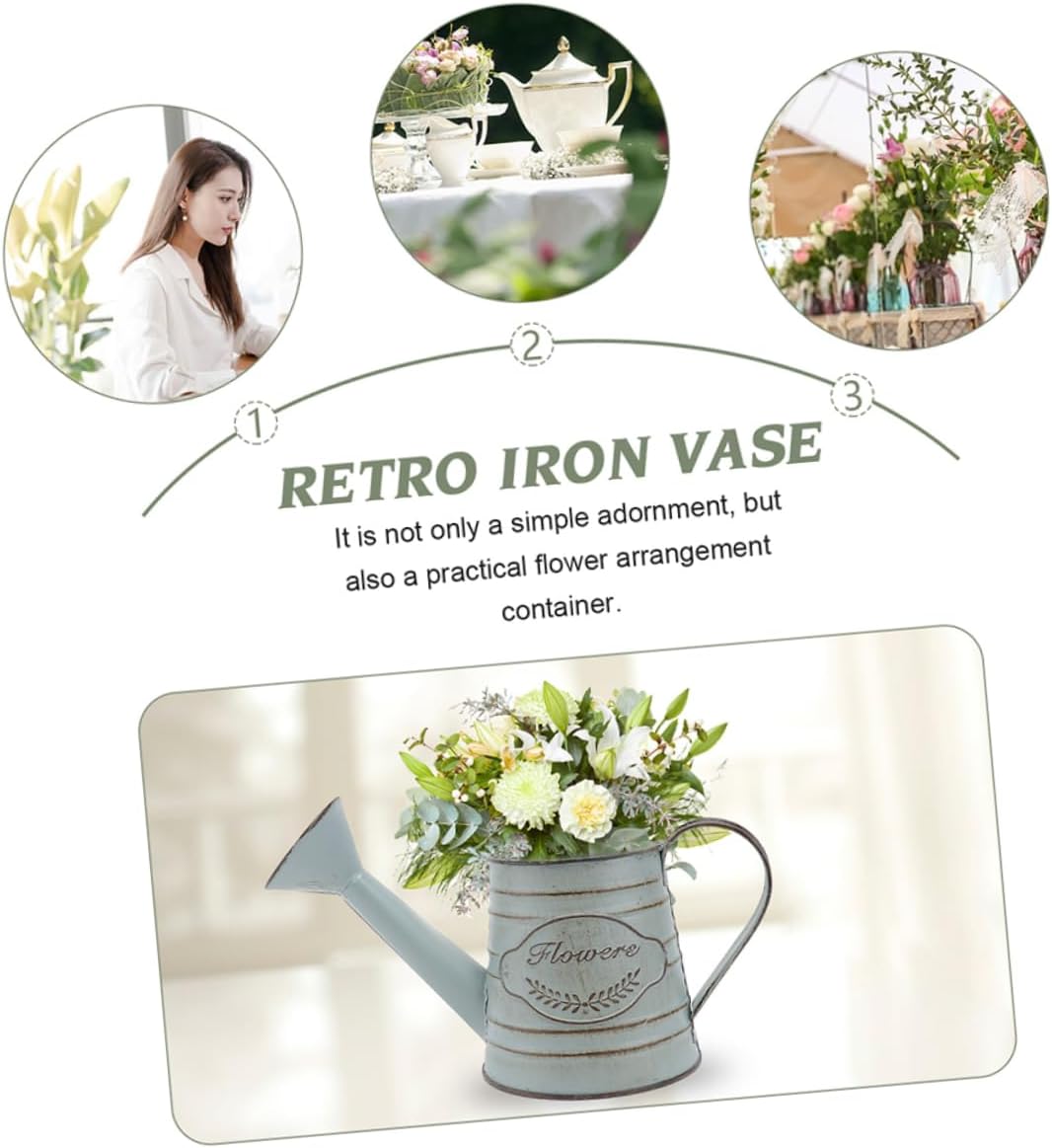 2pcs Vintage Rustic Iron Flower Vases for Dried Decorative Arrangements