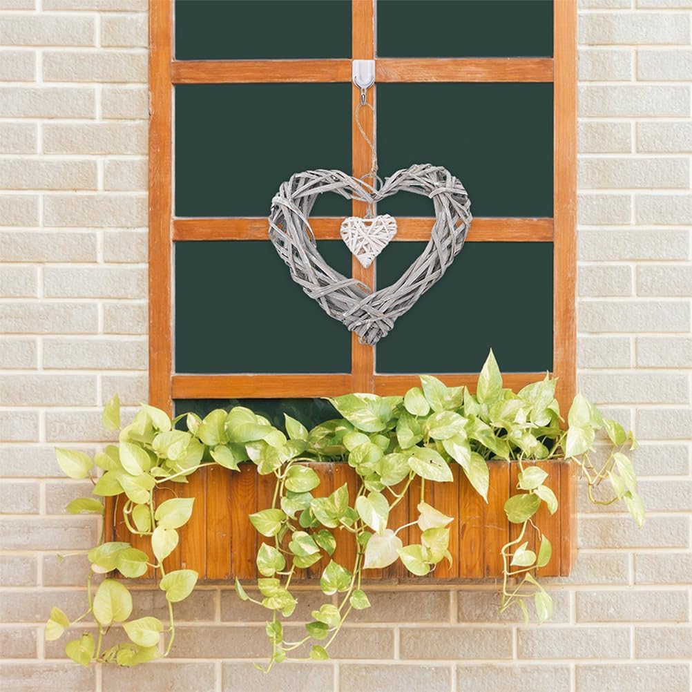 3Pcs Wicker Heart Wreath for Wall Hanging Rustic Decor
