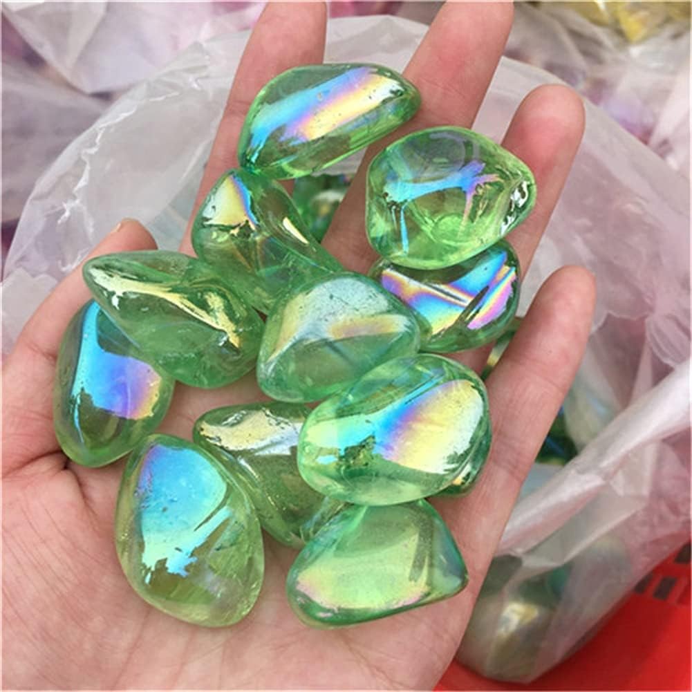 PEKMAR 200g Green Rainbow Angel Aura Quartz Stones
