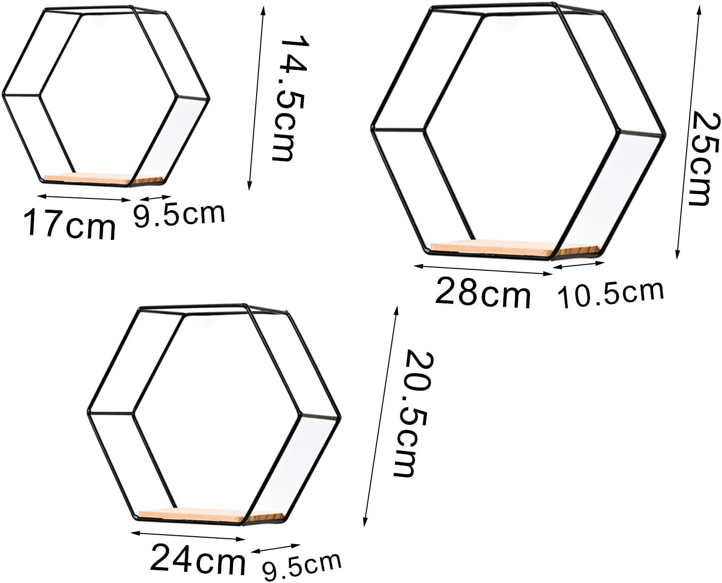 Goodilest Hexagon Floating Wall Shelf with Iron Frame