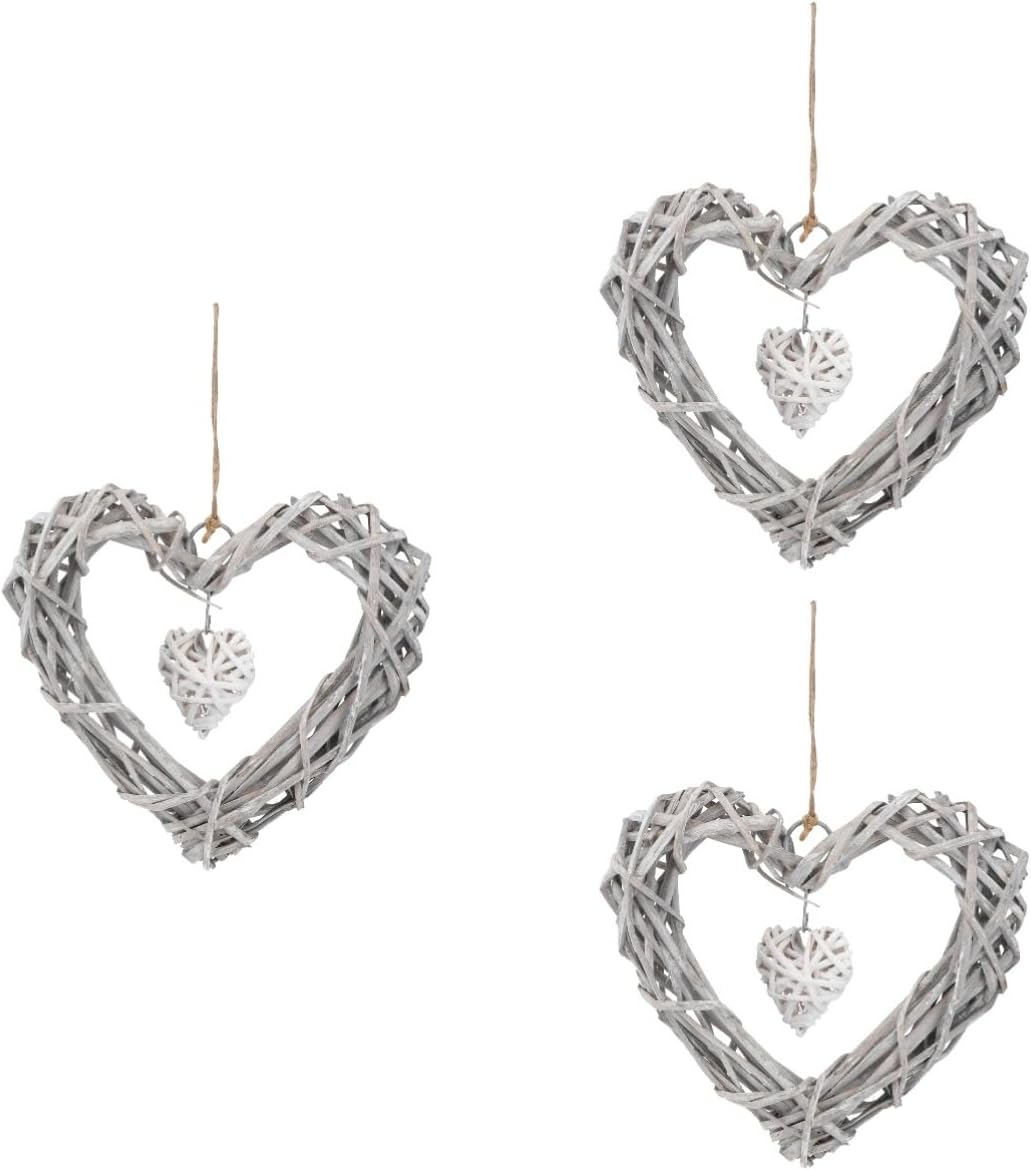 3 Pcs White Lace Pendant Twigs Wreath Heart Garland Photo Frame