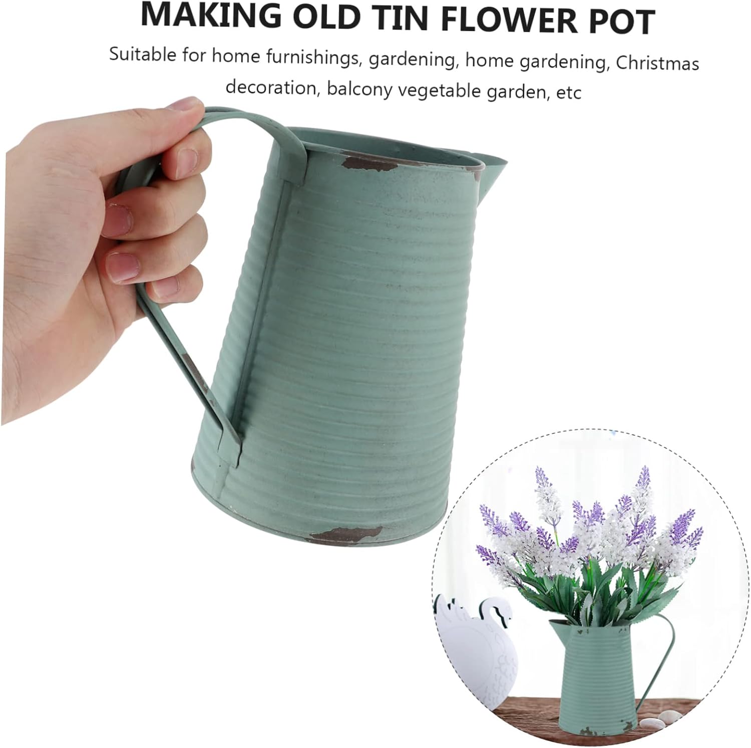 Antique Flower Vase Iron Decor Pitcher for Home