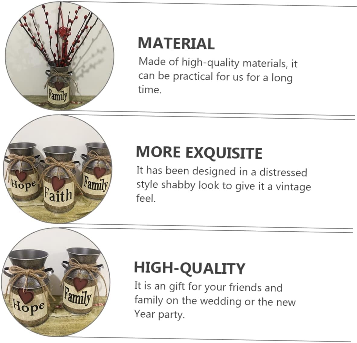 Balacoo Iron Flower Pot Handle Rustic Vintage Vase