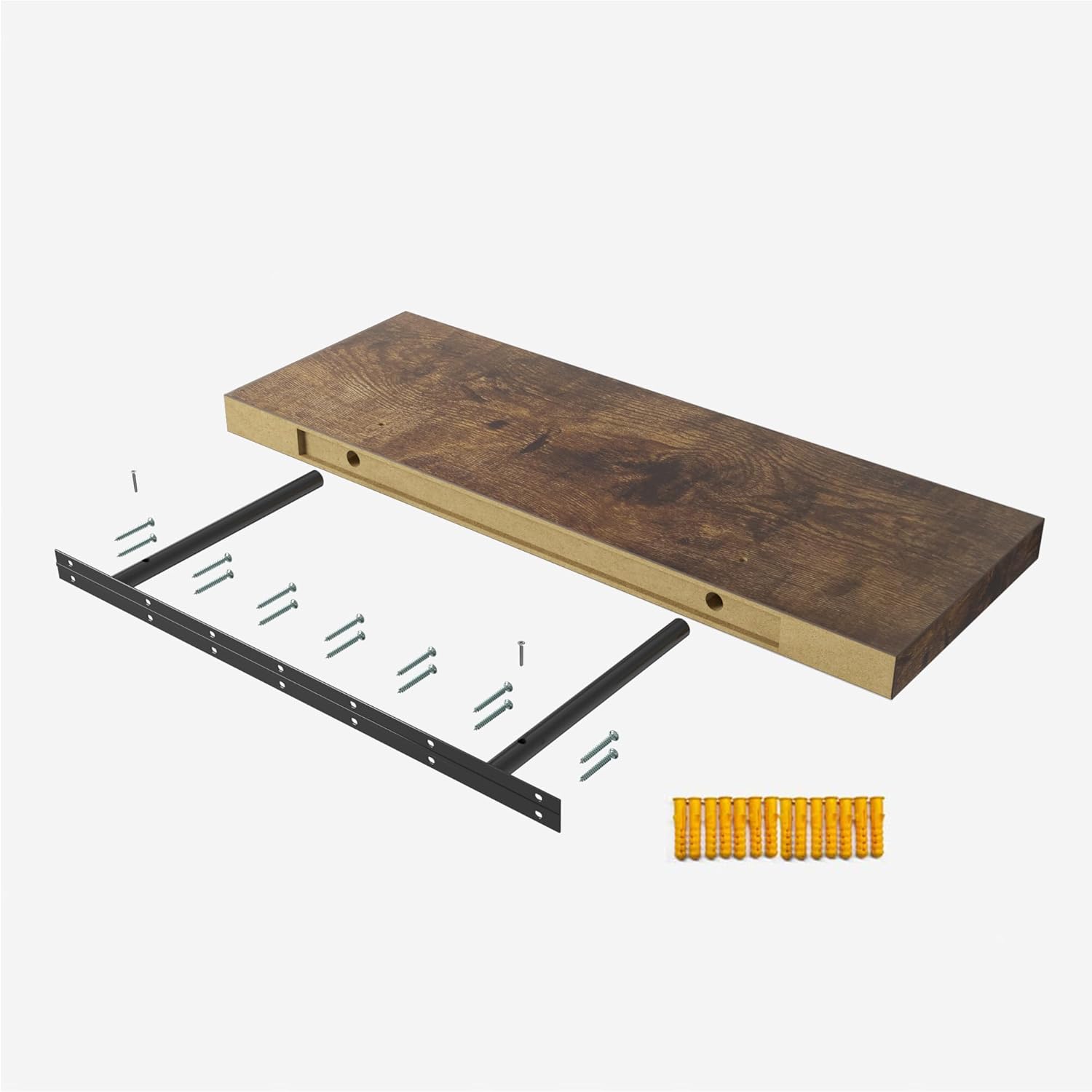 3 Floating Wall Shelves Rustic Brown 30 in W x 1275 in D x 2 in H