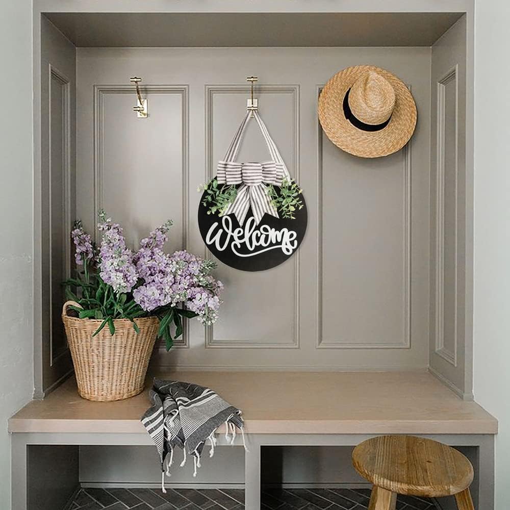 Welcome Wreath Front Door Decor Black Welcome Sign