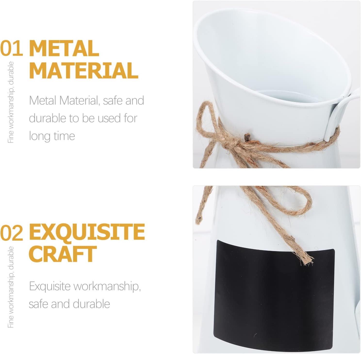 Rustic Metal Flower Bucket Vase for Home Decor