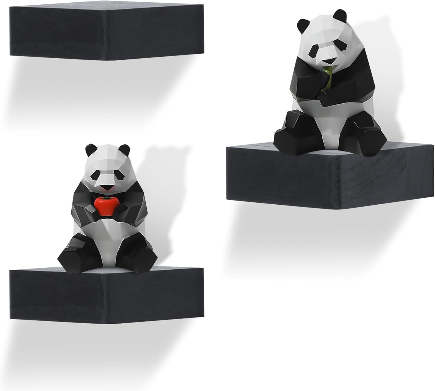 Set of 3 Black Floating Shelves for Wall