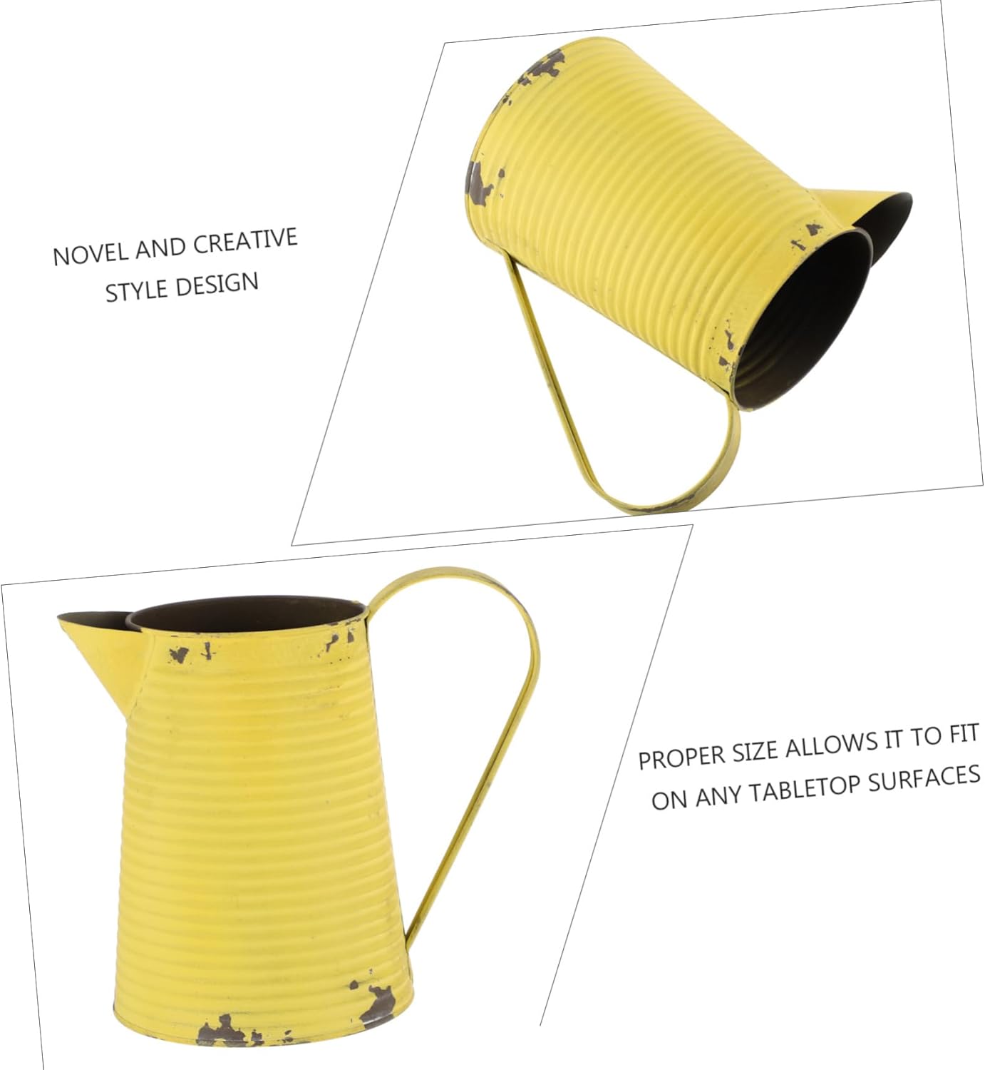 Vintage Iron Flower Pitcher Planter Rustic Metal Vase for Home and Garden Decor