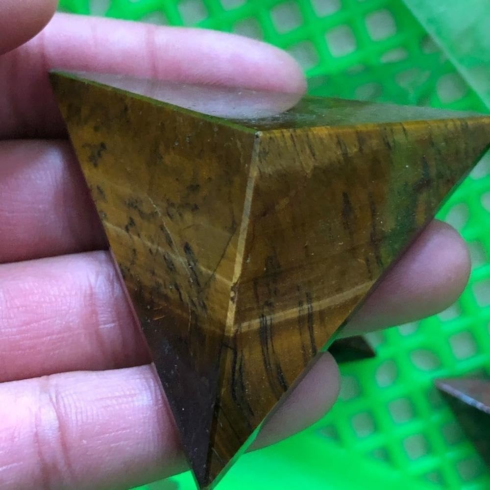 KatLin Natural Tiger Eye Stone Triangle Pyramid 2pcs Home Decor Healing Ornaments