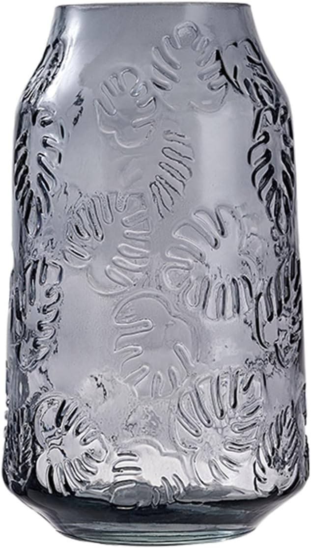 Elegant Gray Glass Vase for Flowers and Decor