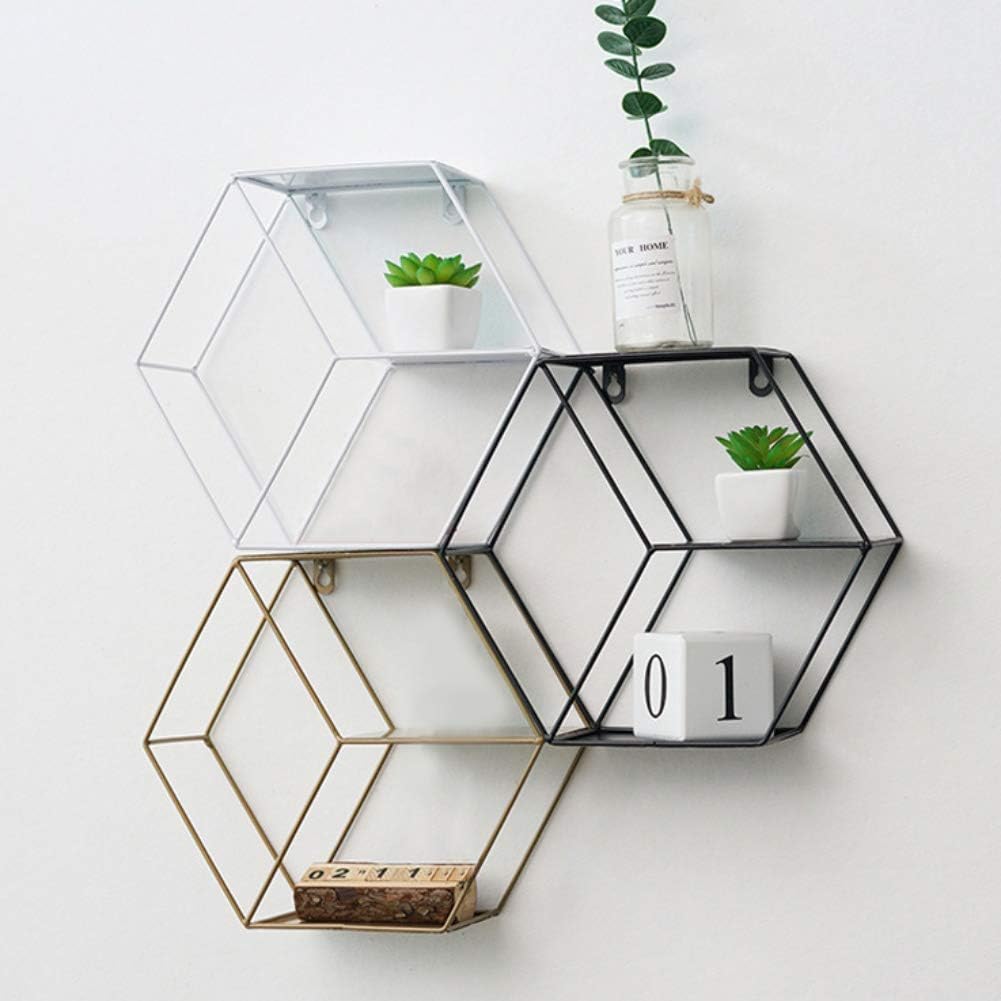 Ochine Rustic Hexagonal Floating Wall Shelf