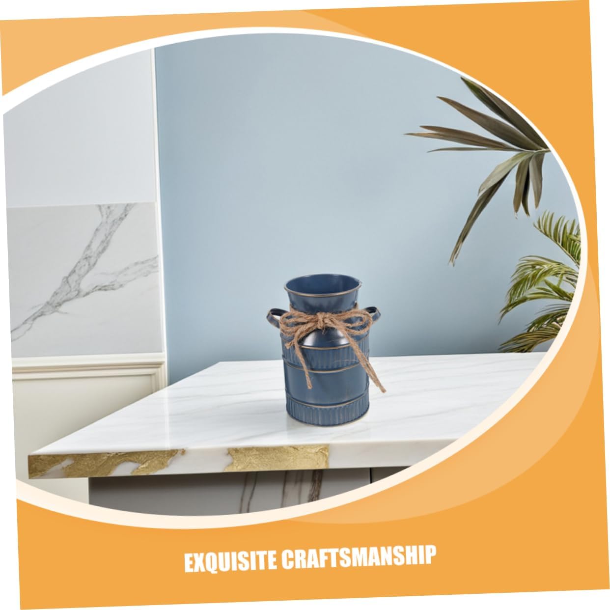 Vintage Small Waterproof Iron Milk Jug Flower Vase for Home Tabletop Decor