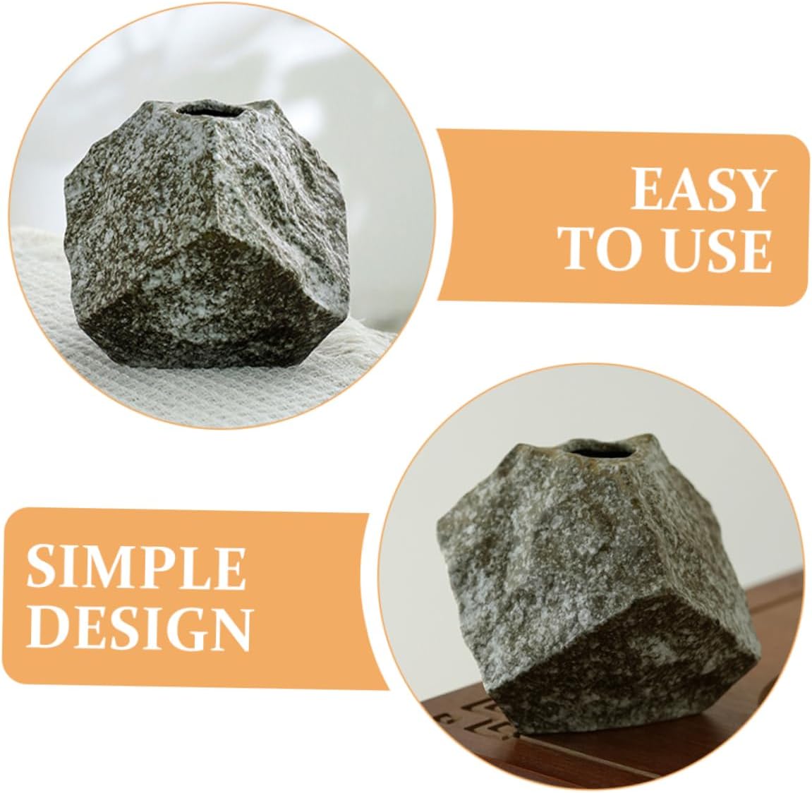 PRETYZOOM Modern Ceramic Flower Vase with Unique Rock Pattern