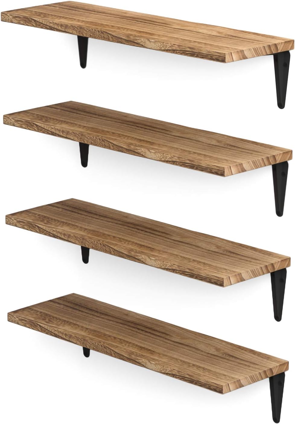 Wallniture Arras Floating Shelves Set of 4 17x6 Burned Finish