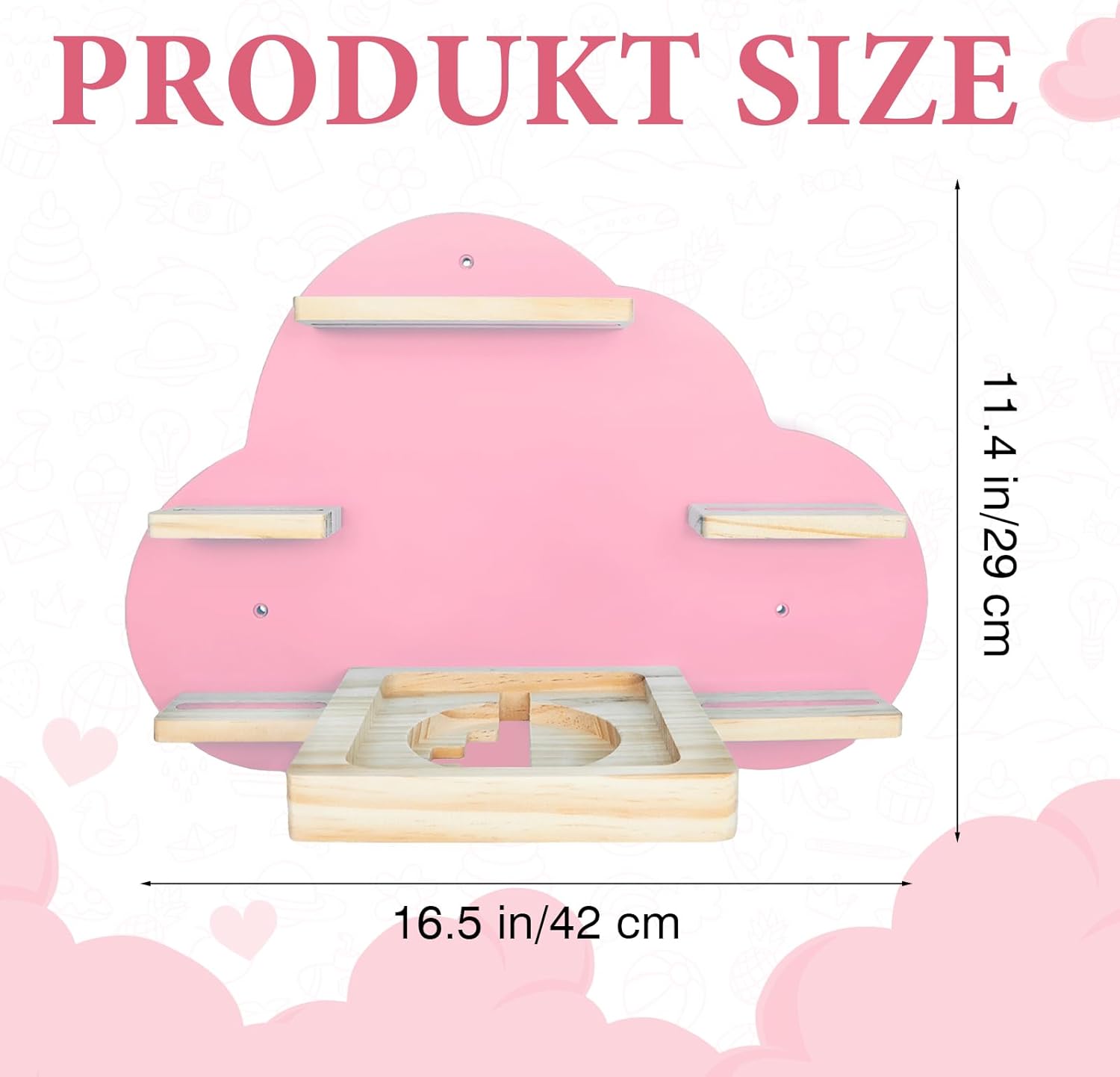 SINTENILL Cloud-Shaped Magnetic Shelf for Tonies Pink