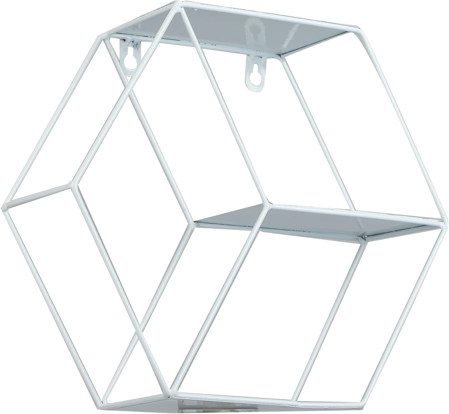 Hexagonal Floating Wall Shelves with Wrought Iron Design