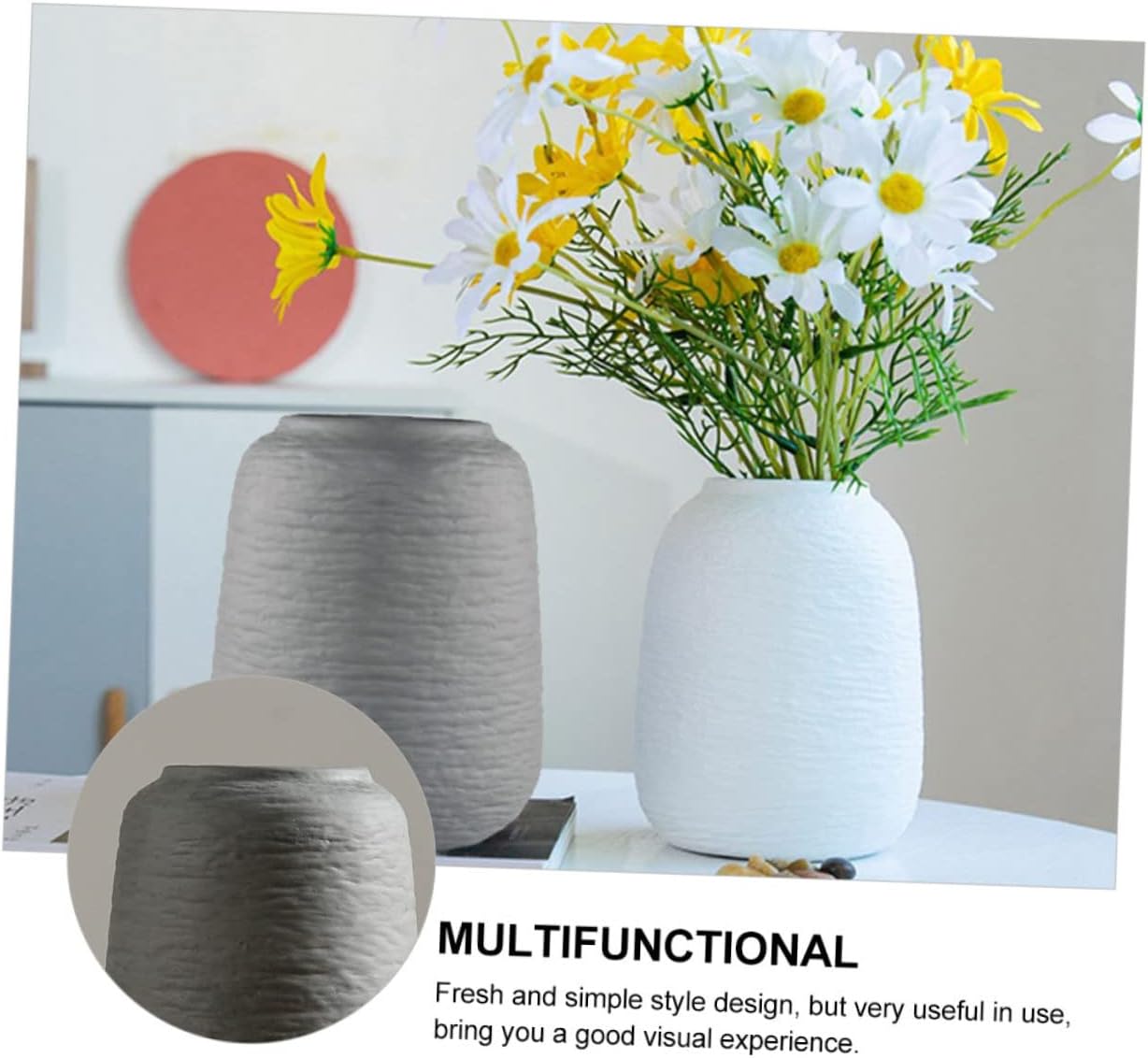 Alipis Nordic Threaded Ceramic Vase for Home Decor