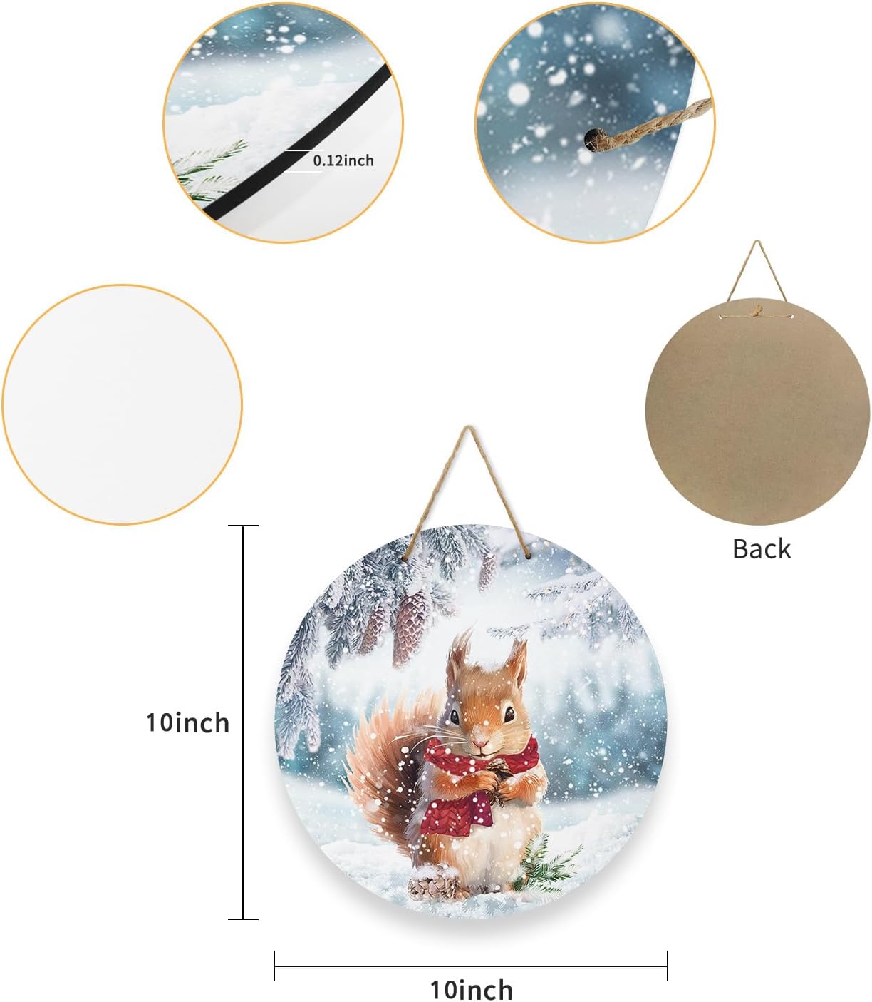 Welcome Sign with Squirrel Pine Cone Xmas Wreath