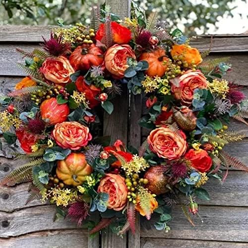 Fall Peony Door Wreath for Farmhouse Decor and Festivals
