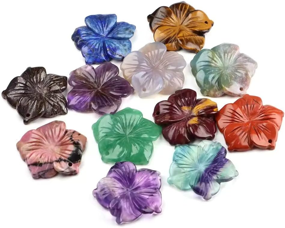 28mm Hand-Carved Peach Blossom Pendant Natural Crystal Gemstone