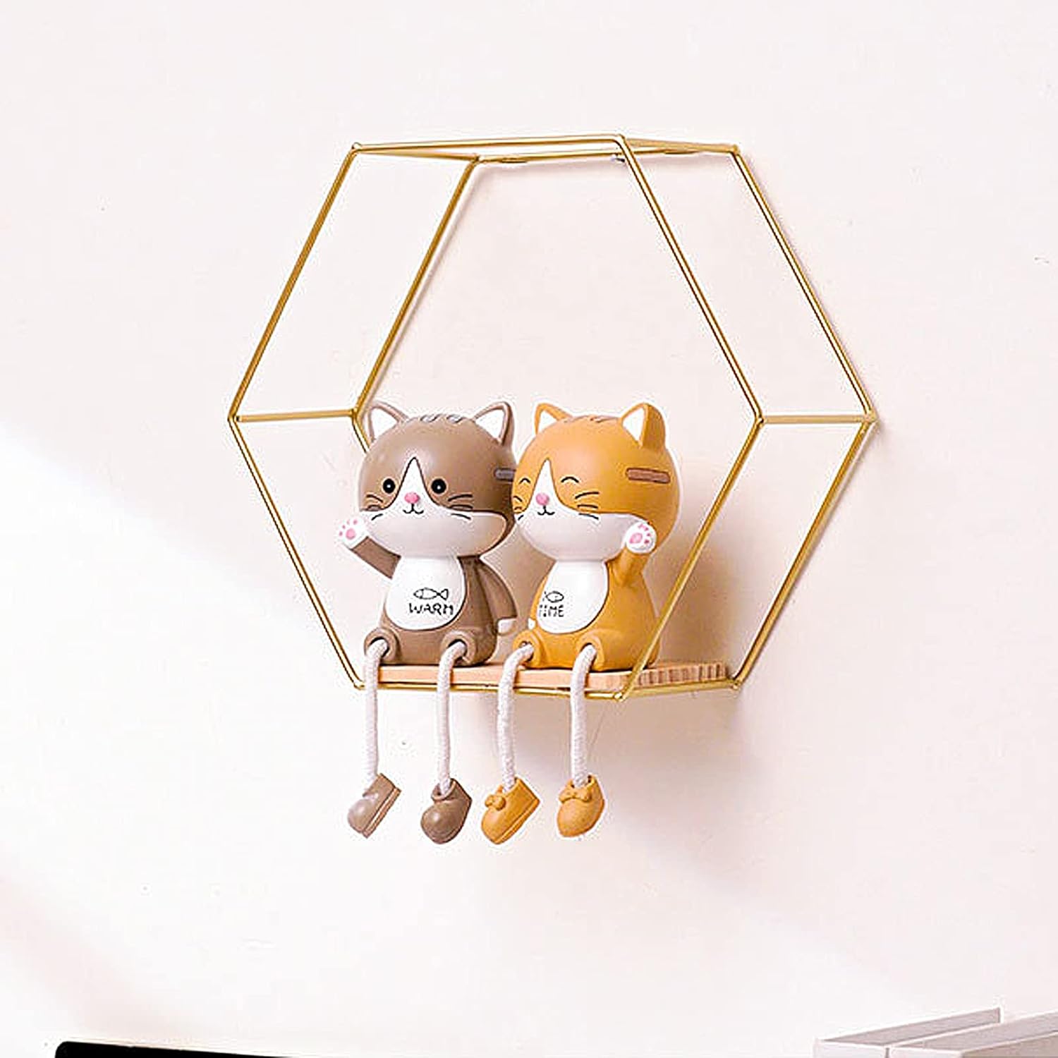 3Pcs Gold Hexagonal Floating Shelves Wall Decor