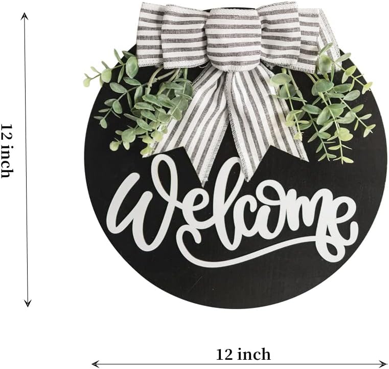 Welcome Wreath Front Door Decor Black Welcome Sign