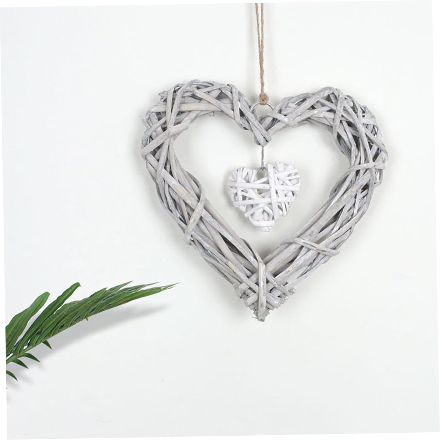 CUCUFA Wicker Heart Wreath 2Pcs Wall Decor