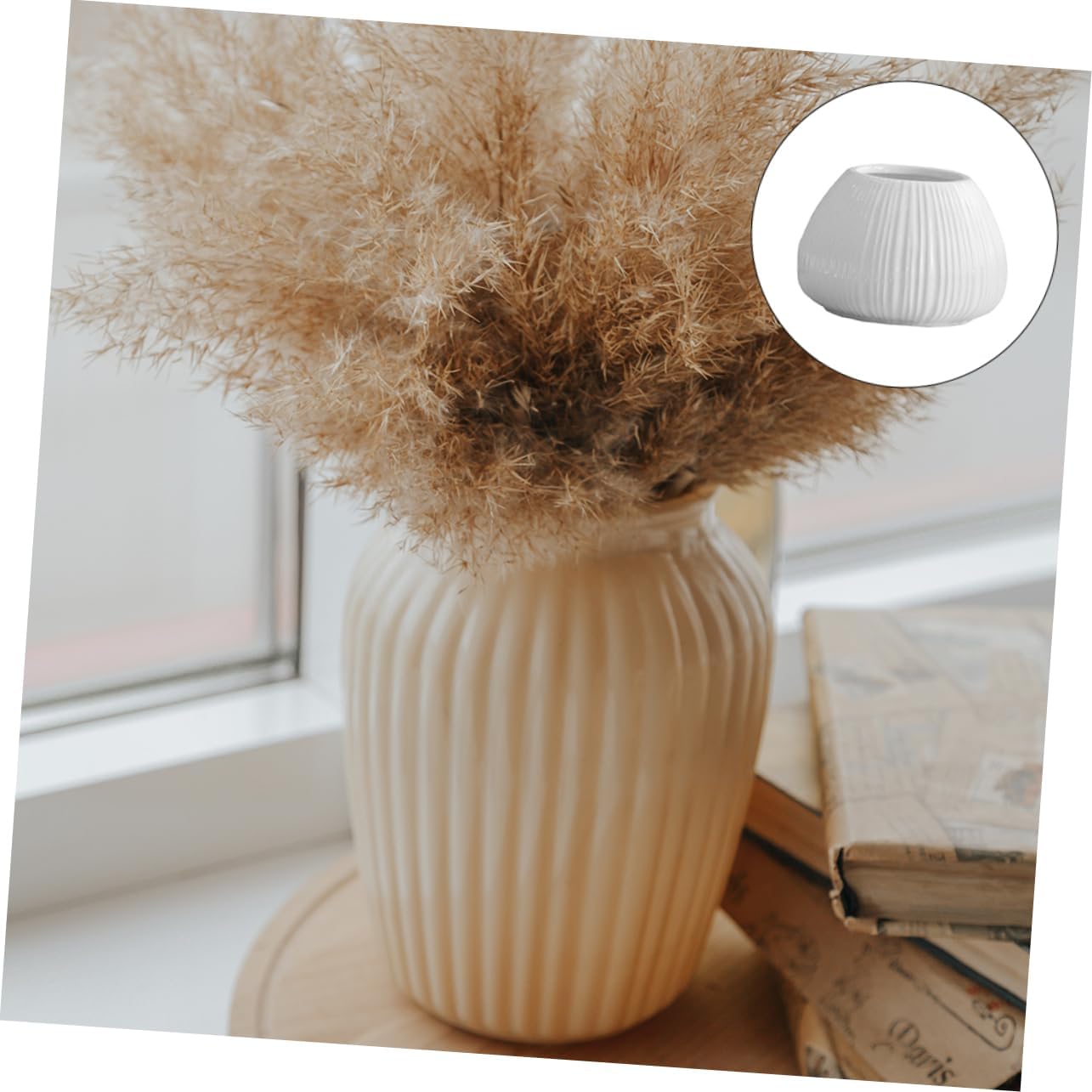 BESPORTBLE Modern White Ceramic Vase Decorative Flower Centerpiece for Tables and Home