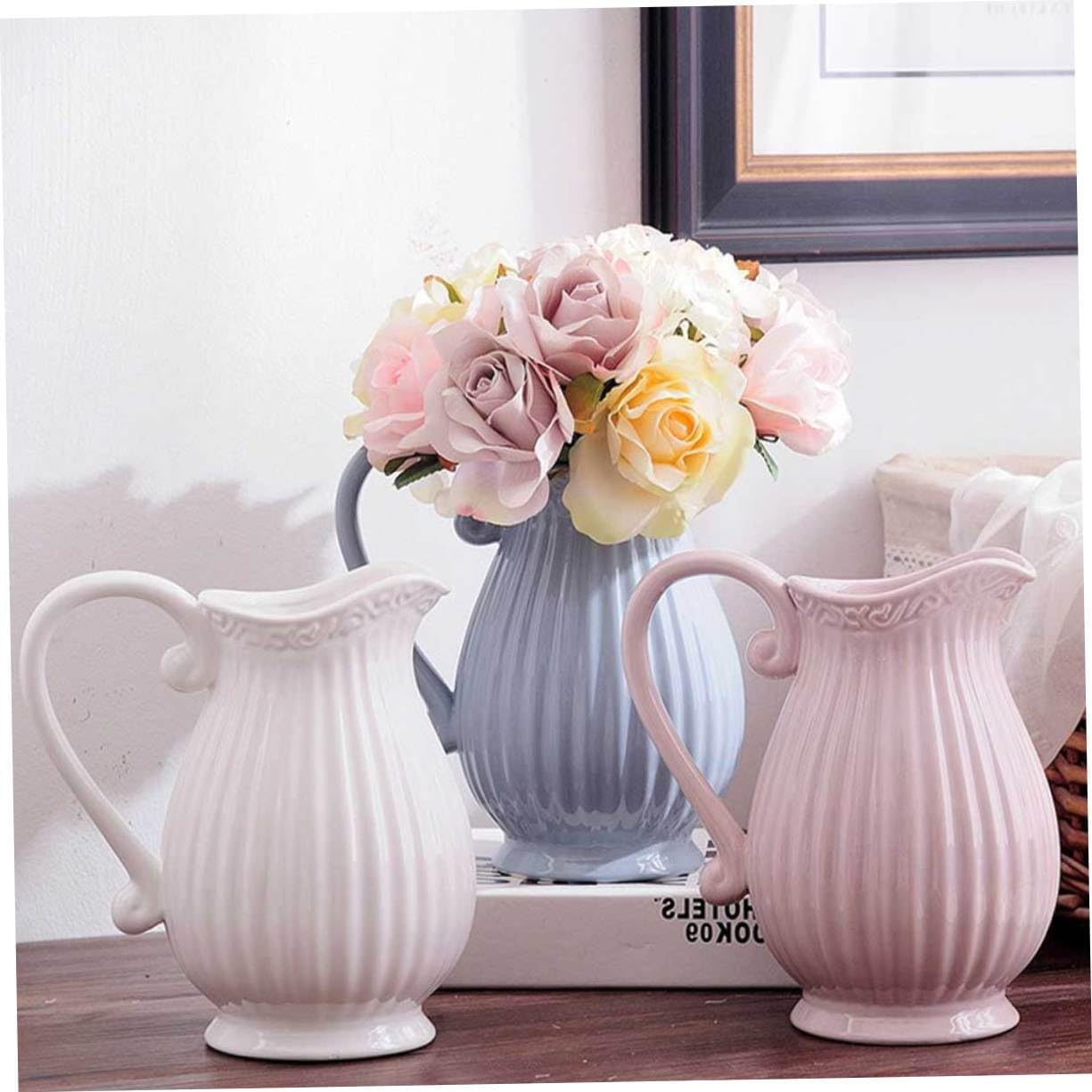 Zerodeko Ceramic Dried Flower Vase Grey Decor Accent