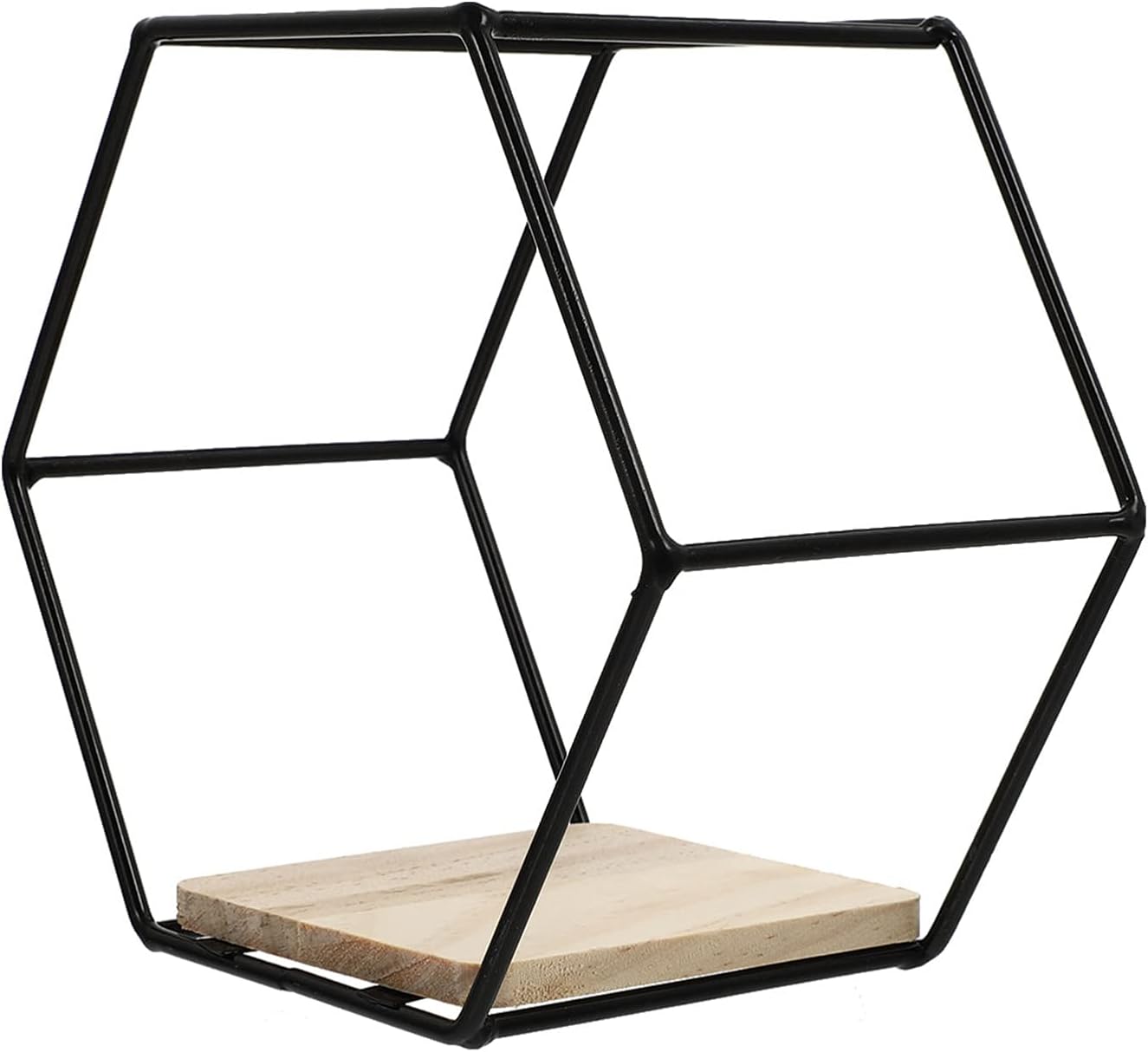 Happyyami Black Iron Hexagon Wall Mounted Storage Shelf