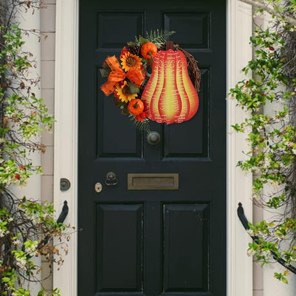 12 Inch Handmade Fall Wreath with Maple Leaf Bow and Berry