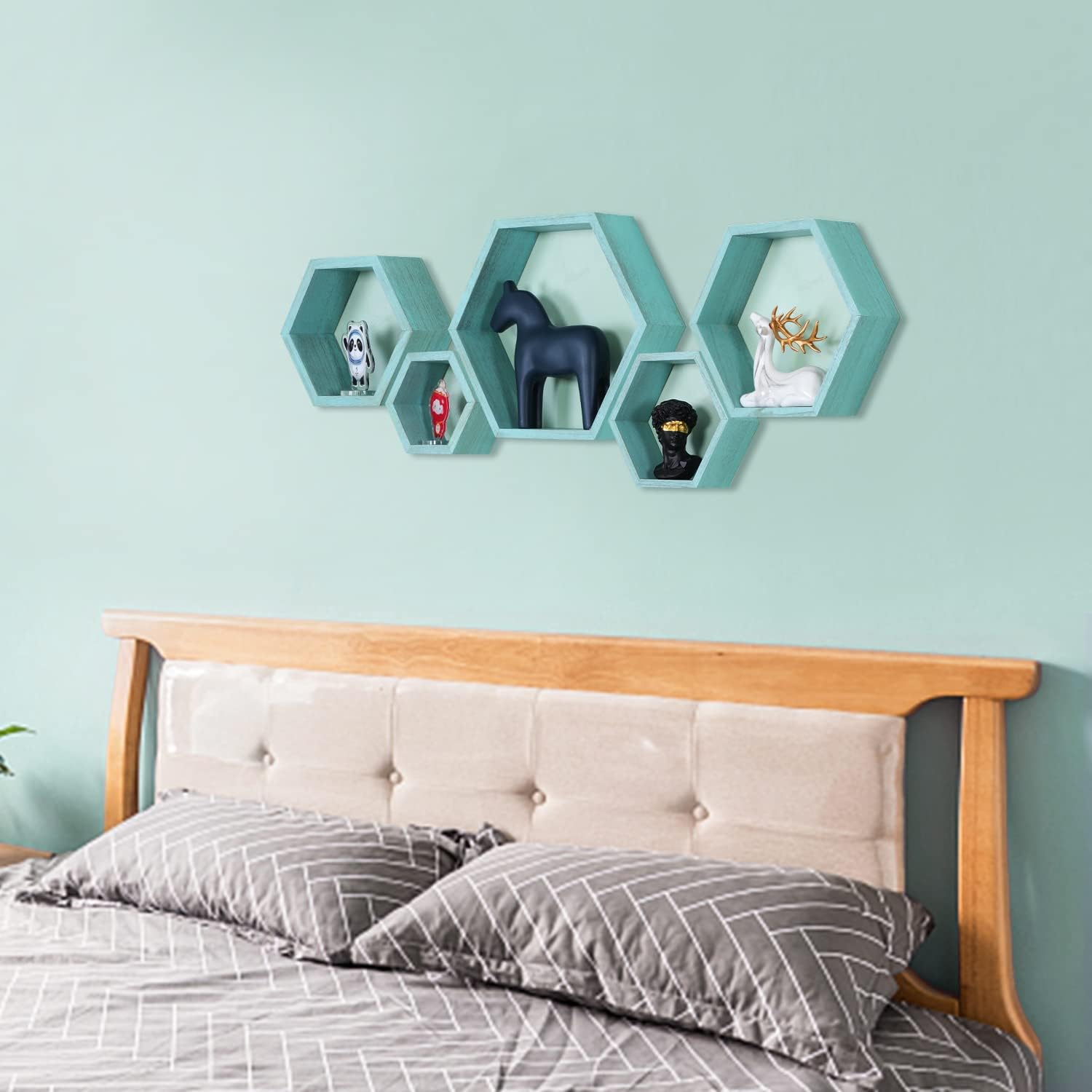 PHOENANCEE Hexagon Floating Shelves Set of 5