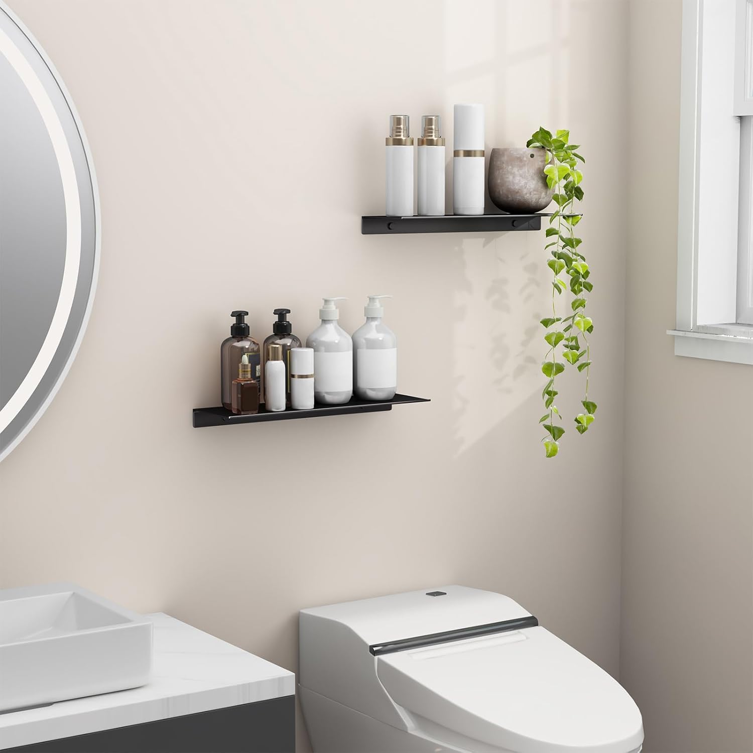 Danpoo Black Floating Shelves Wall Storage 2PCS