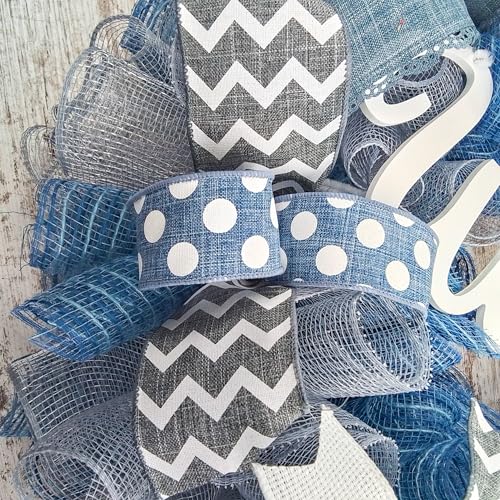 Mothers Day Wreath for Front Door - Handmade Black Jute White