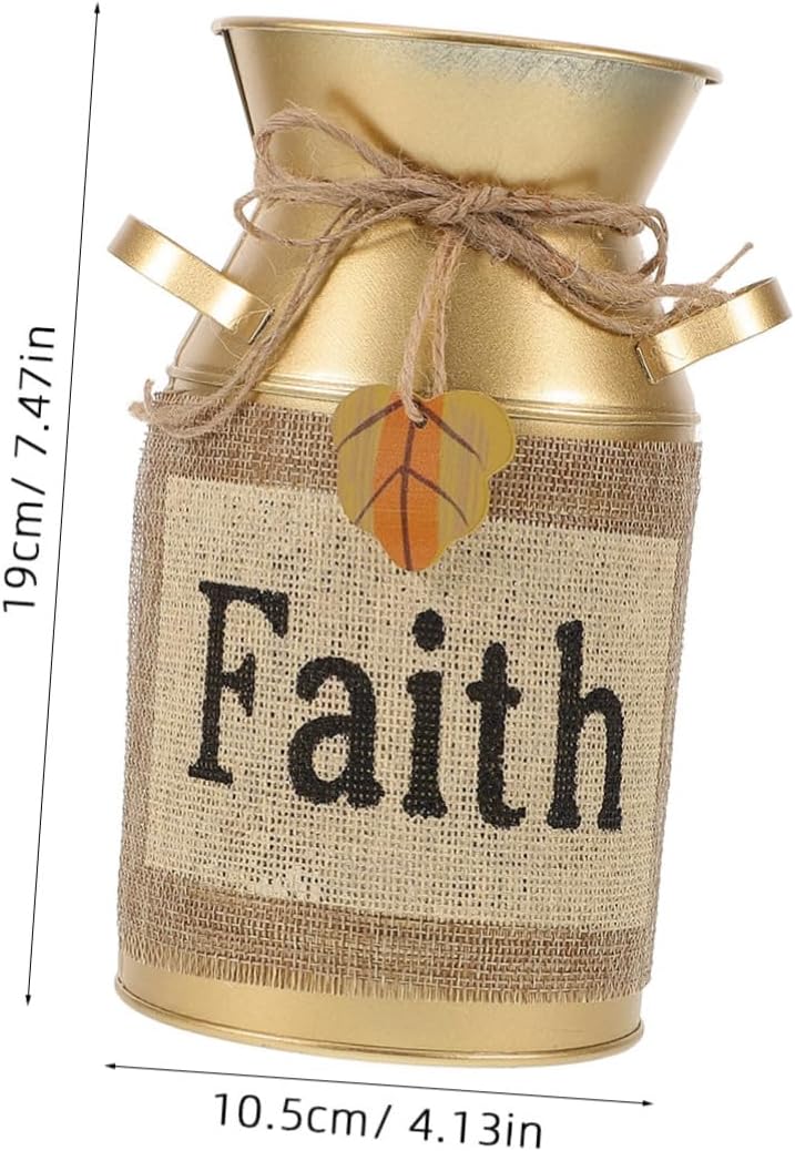 CIYODO Vintage Metal Flower Bucket Rustic Vase for Home Decor