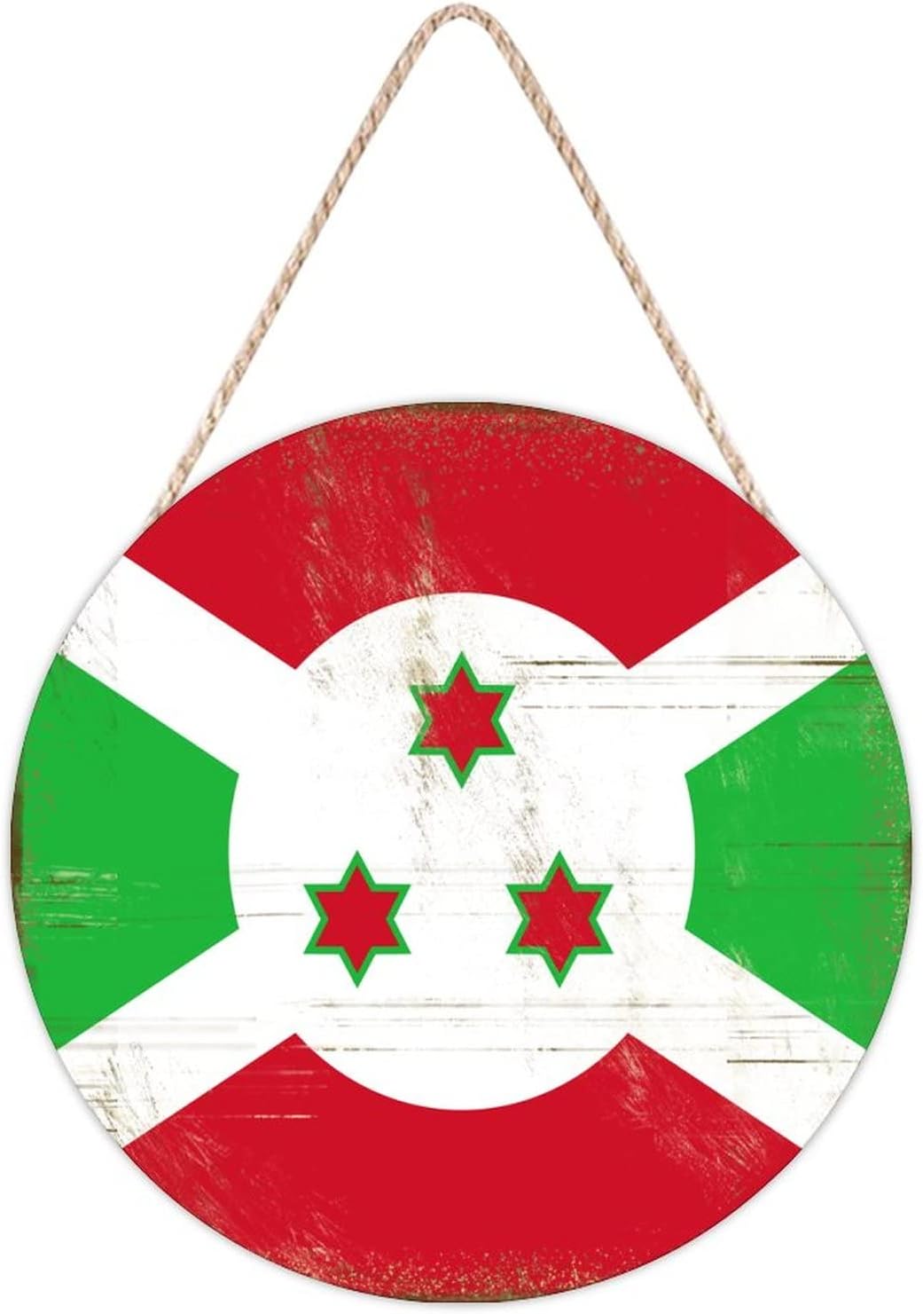 Farmhouse Front Door Hanger with Burundi Flag Wood Sign Home Decor