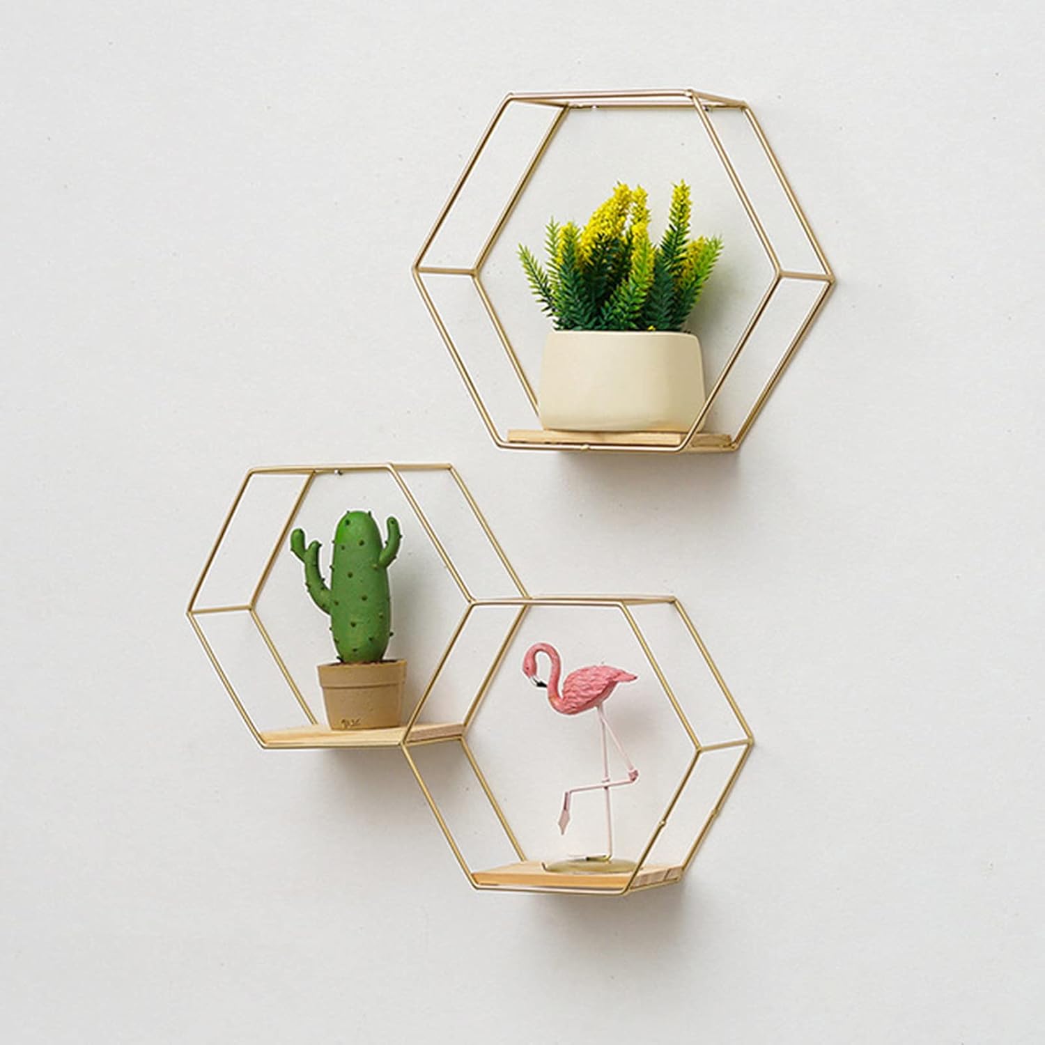 Washranp Nordic Hexagonal Iron Floating Shelf Storage