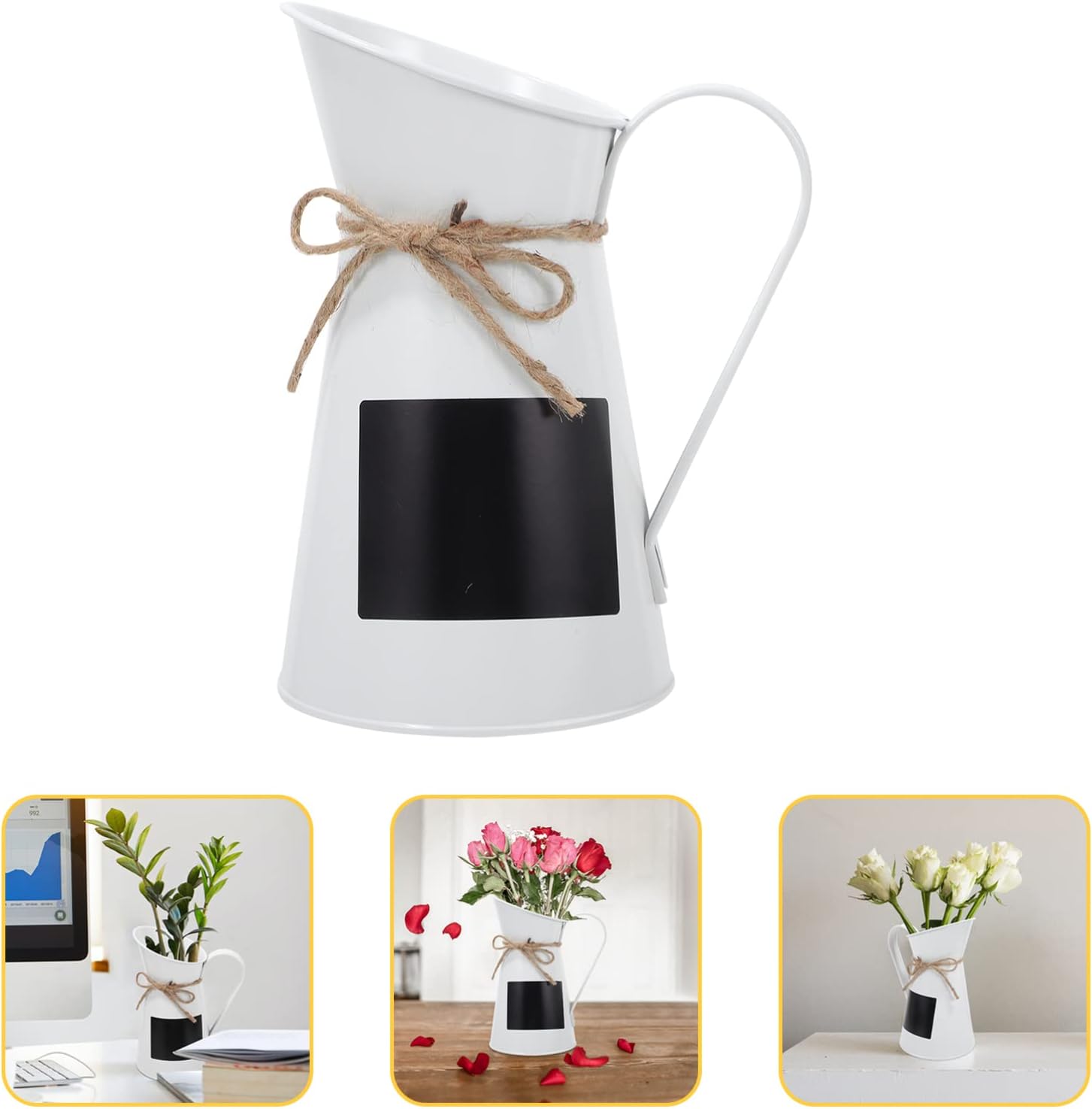 Rustic Metal Flower Bucket Vase for Home Decor