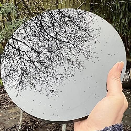 Black Obsidian Scrying Mirror Crystal Round Plate Home Decor