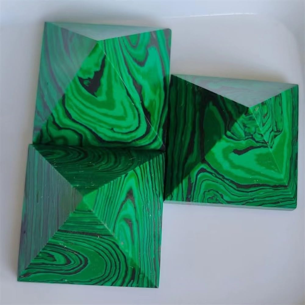KatLin Natural Malachite Pyramid Stone Ornaments 2PCS