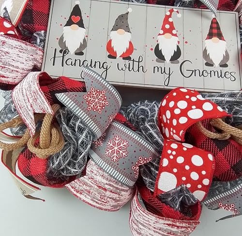 Gnome Christmas Farmhouse Wreath with Hanging Sign