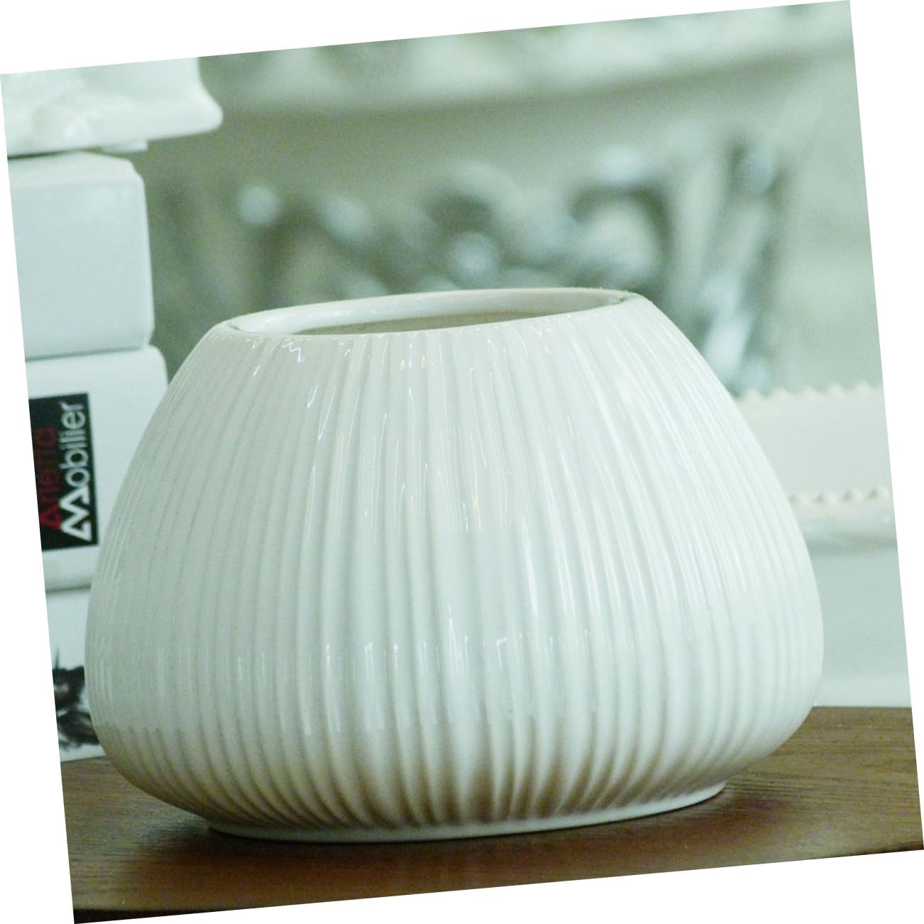 HEMOTON Mini Vertical Stripe Ceramic Flower Vase