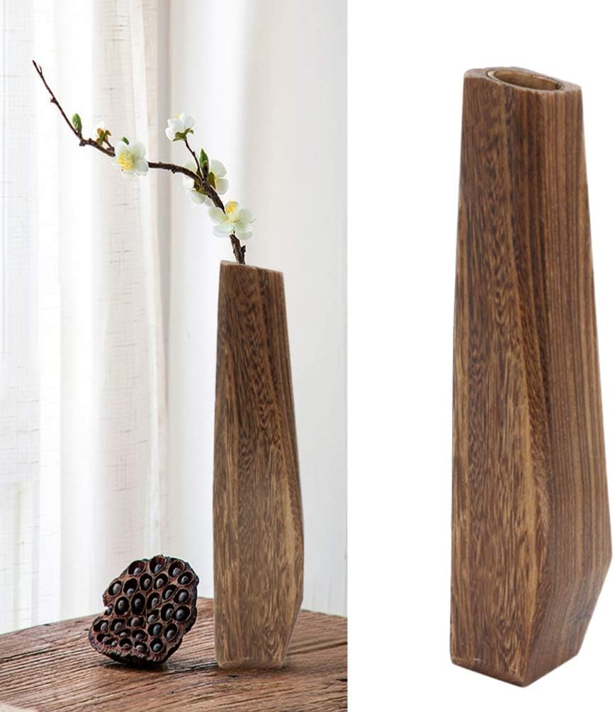 Wakauto Rustic Tall Oblong Wooden Vase