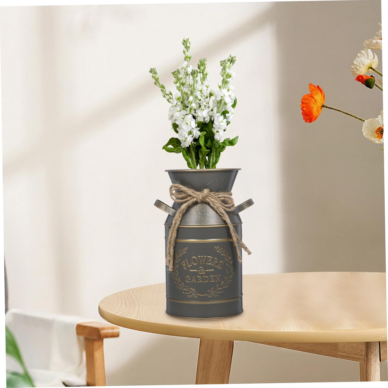 Balacoo Rustic Galvanized Flower Vase Double Handle