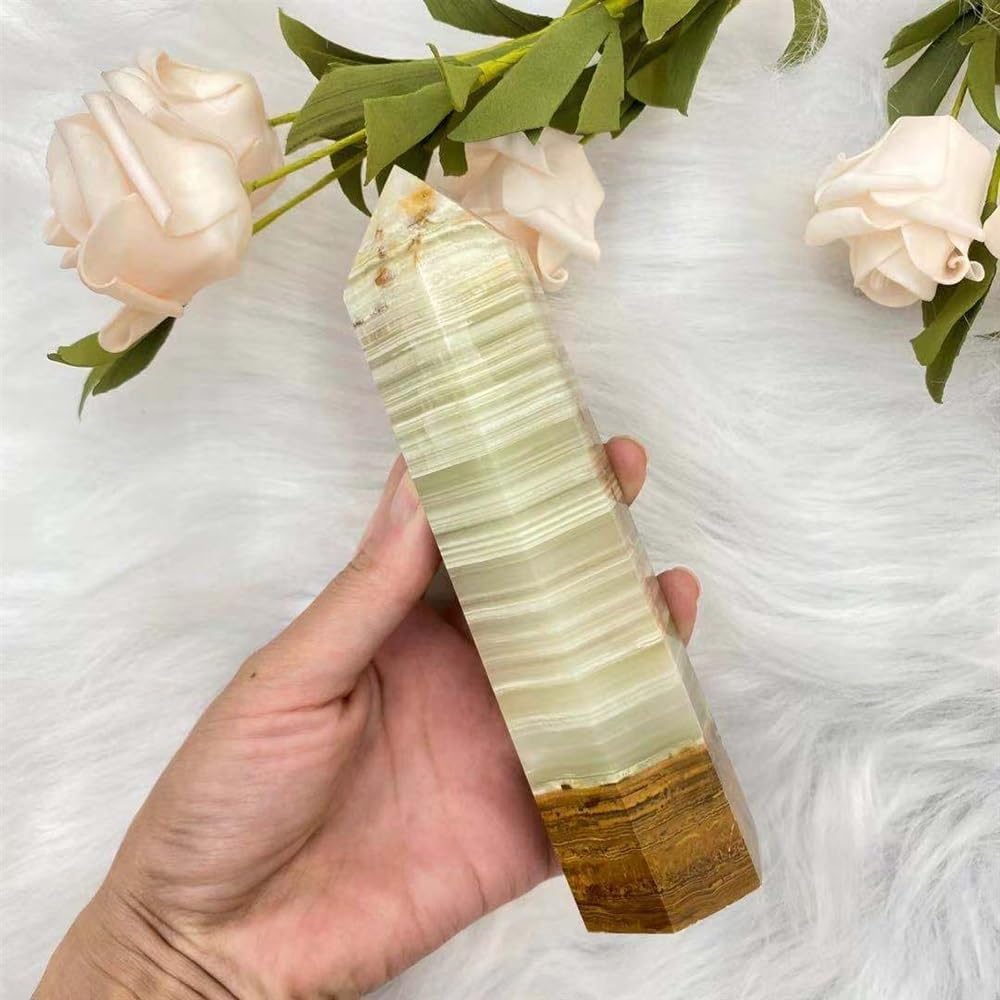 KatLin Natural Afghan Jade Crystal Square Obelisk Reiki Healing Home Decor Ornament