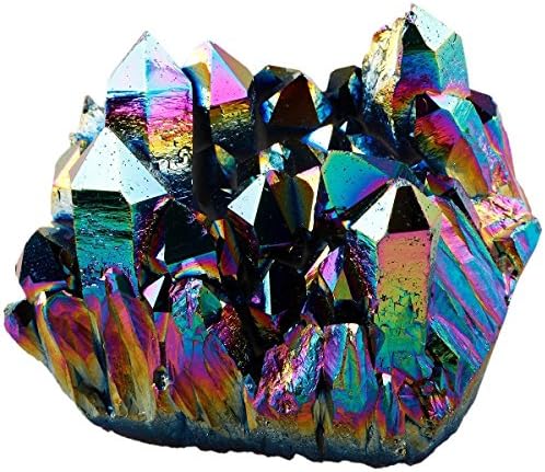 Rockcloud 2 Pcs Rainbow Titanium Coated Crystal Quartz Feng Shui Decoration