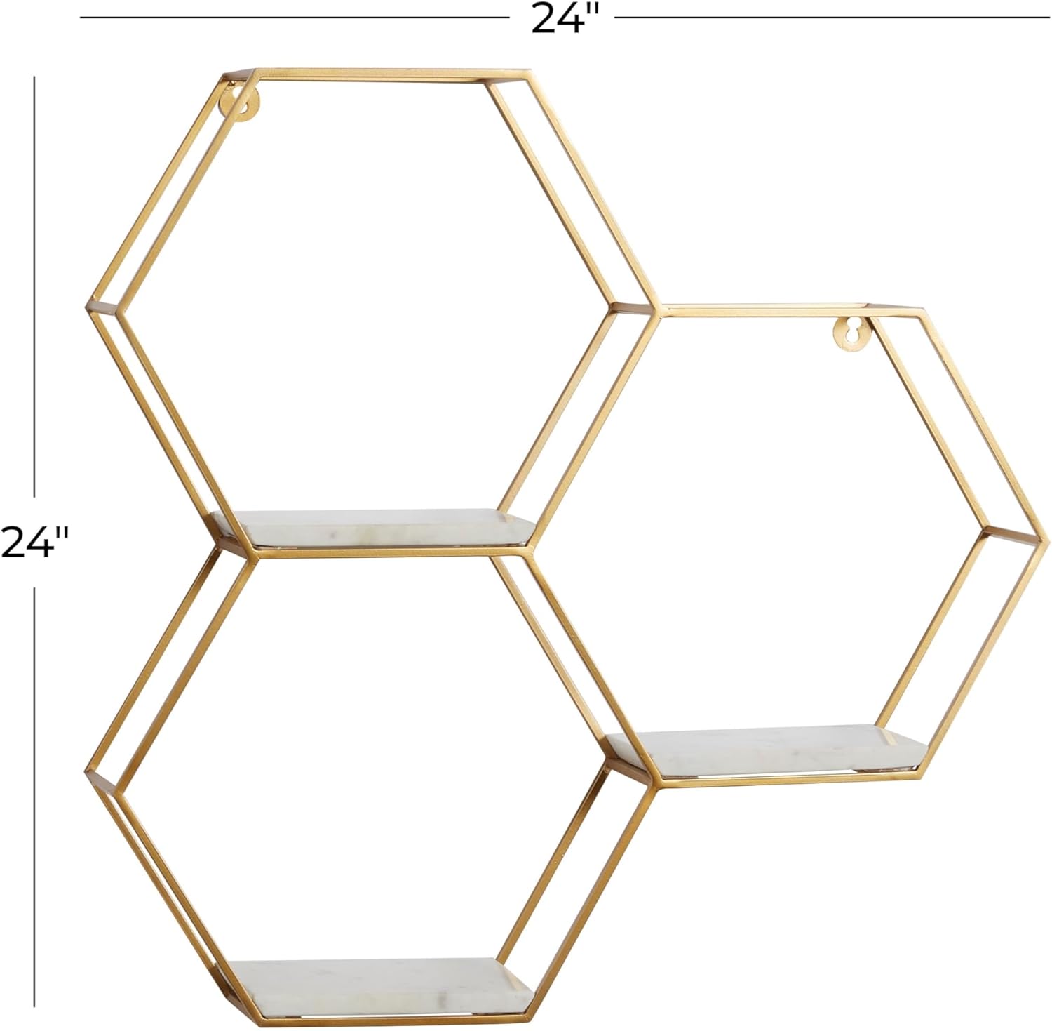 Deco 79 Gold Marble Hexagon Floating Shelf