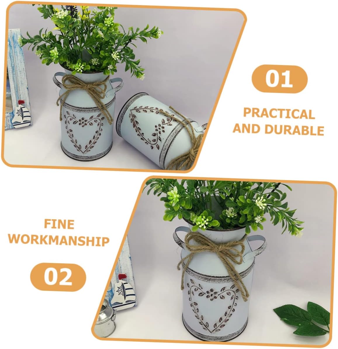 VOSAREA Vintage Metal Flower Vase for Home Decor